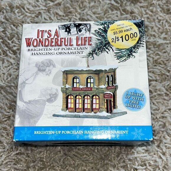 It’s A Wonderful Life Gower Drugs Enesco Brighten Up Porcelain Ornament 2002 - Picture 1 of 16